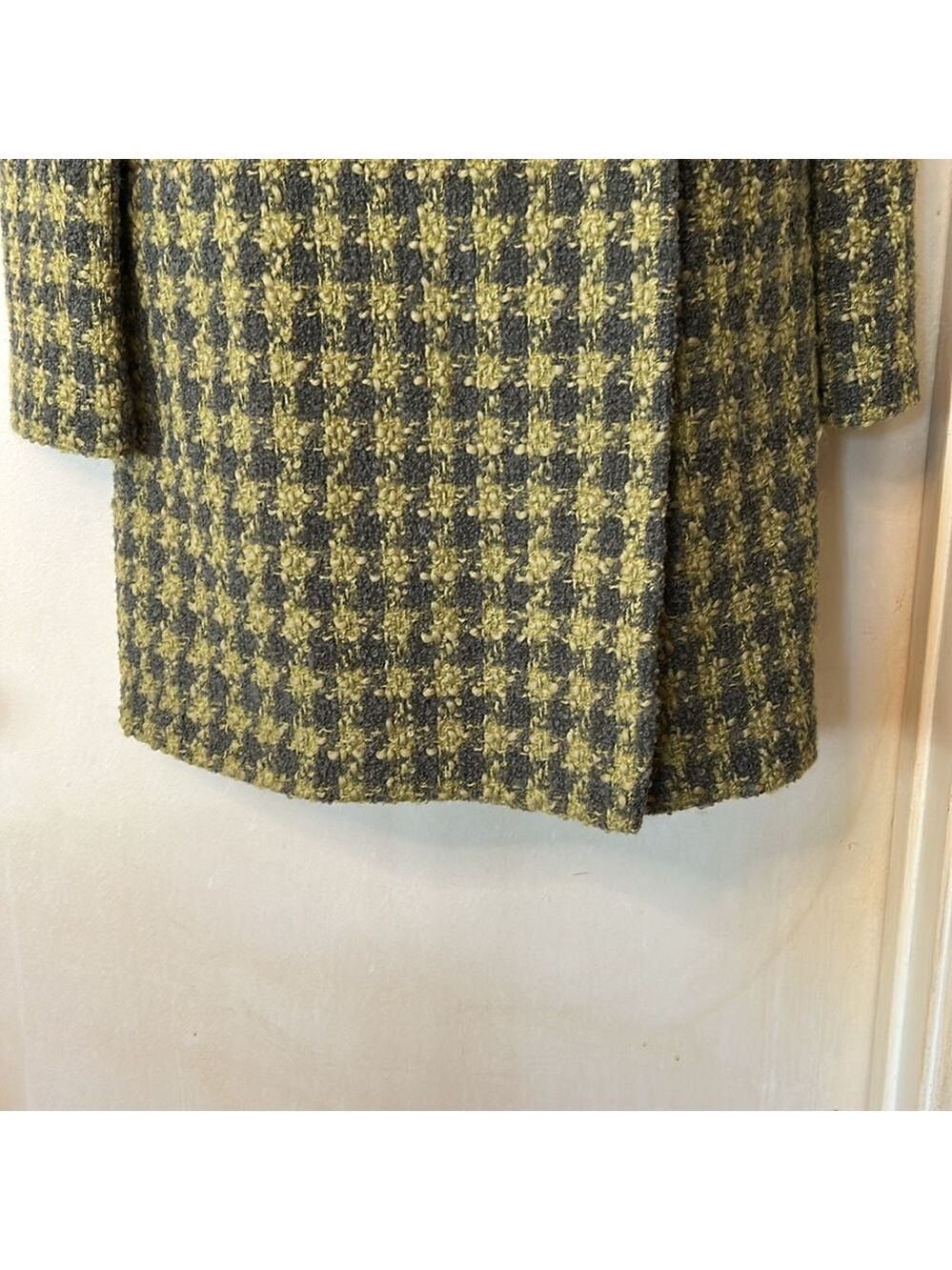 INC Green/gray plaid double breasted overcoat size M - Picture 4 of 8